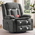 Grey Chenille Swivel Rocker Recliner with Massage and Heat D611508