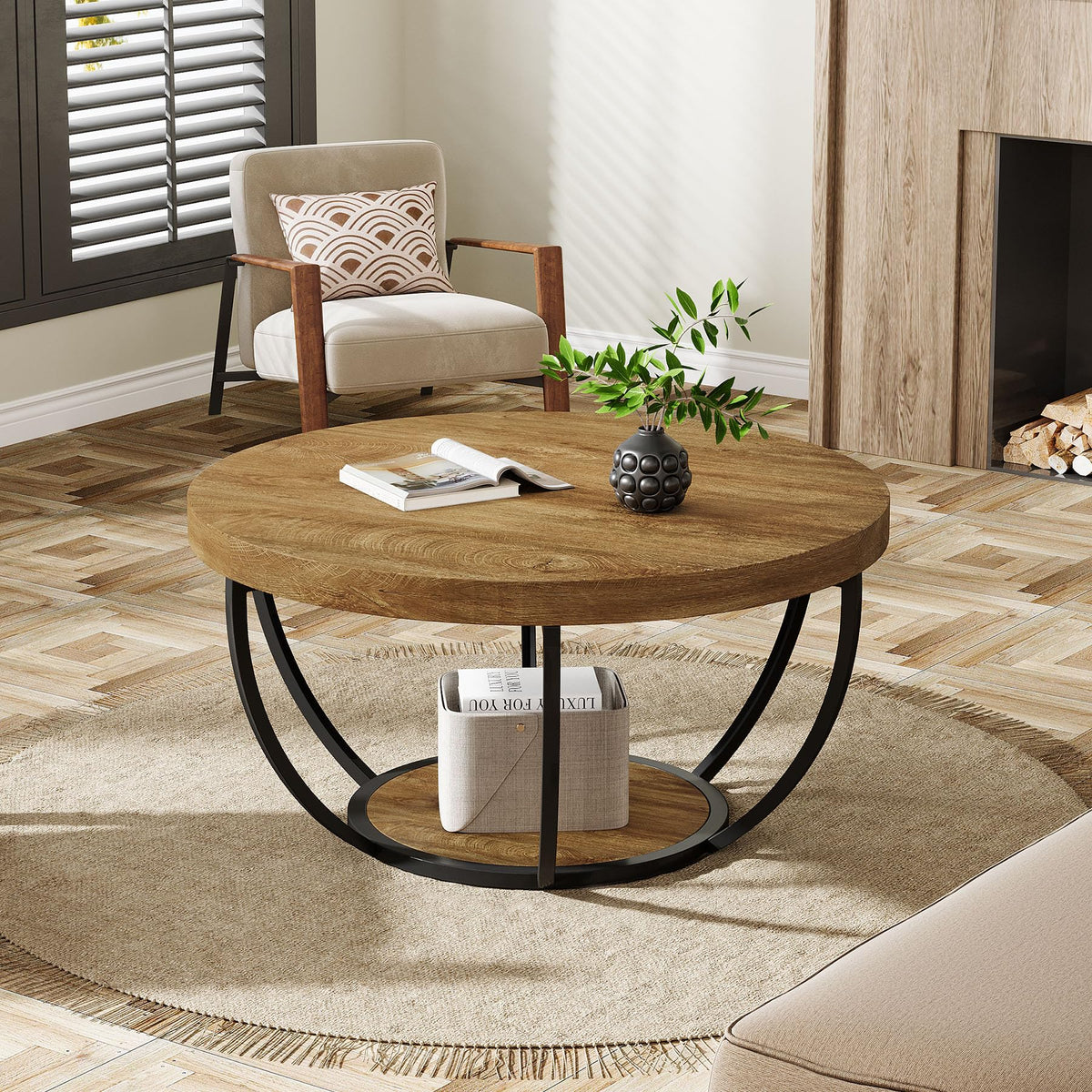 Round Coffee Table with Storage O925