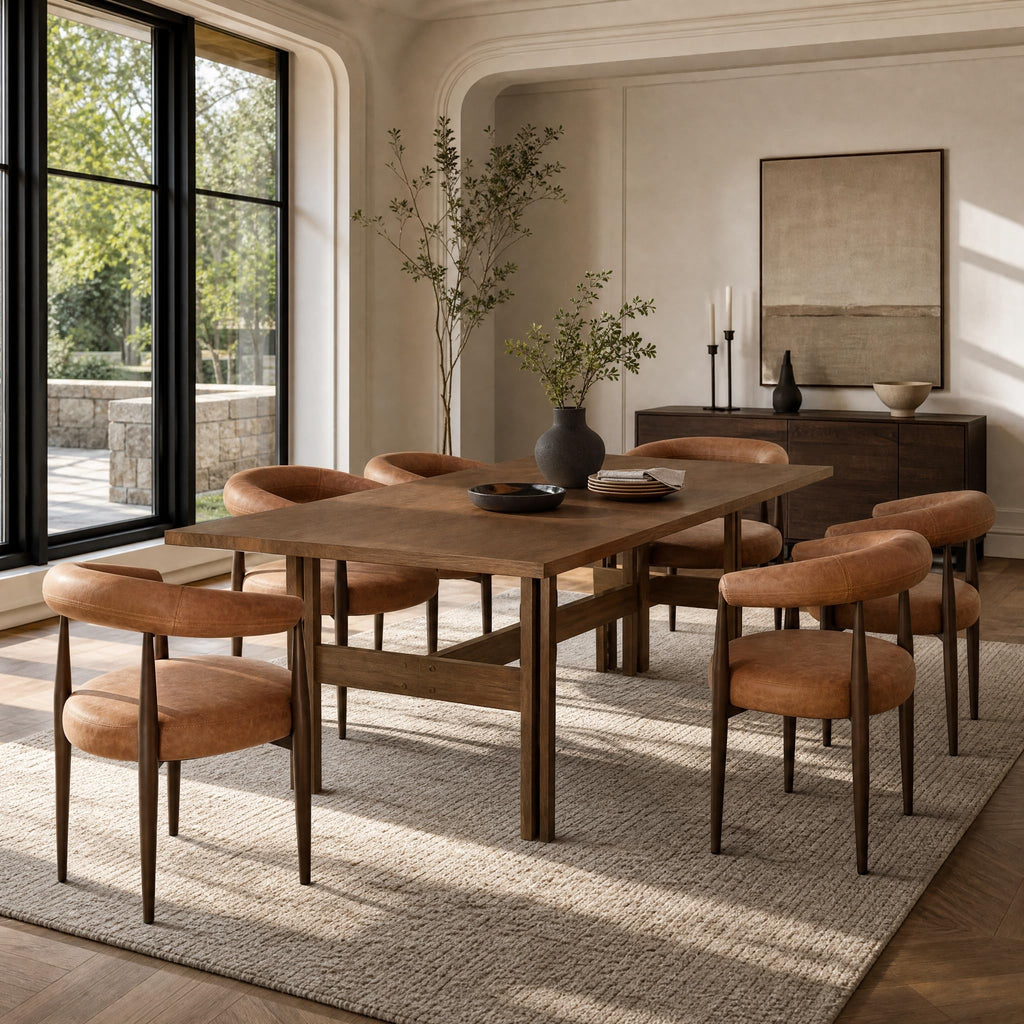 7-Piece Rubber Wood Dining Table Set with Chairs M429
