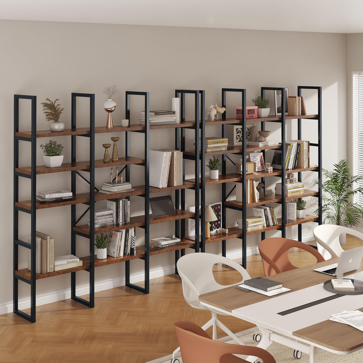 5 Tier Rustic Brown Bookshelf J5789