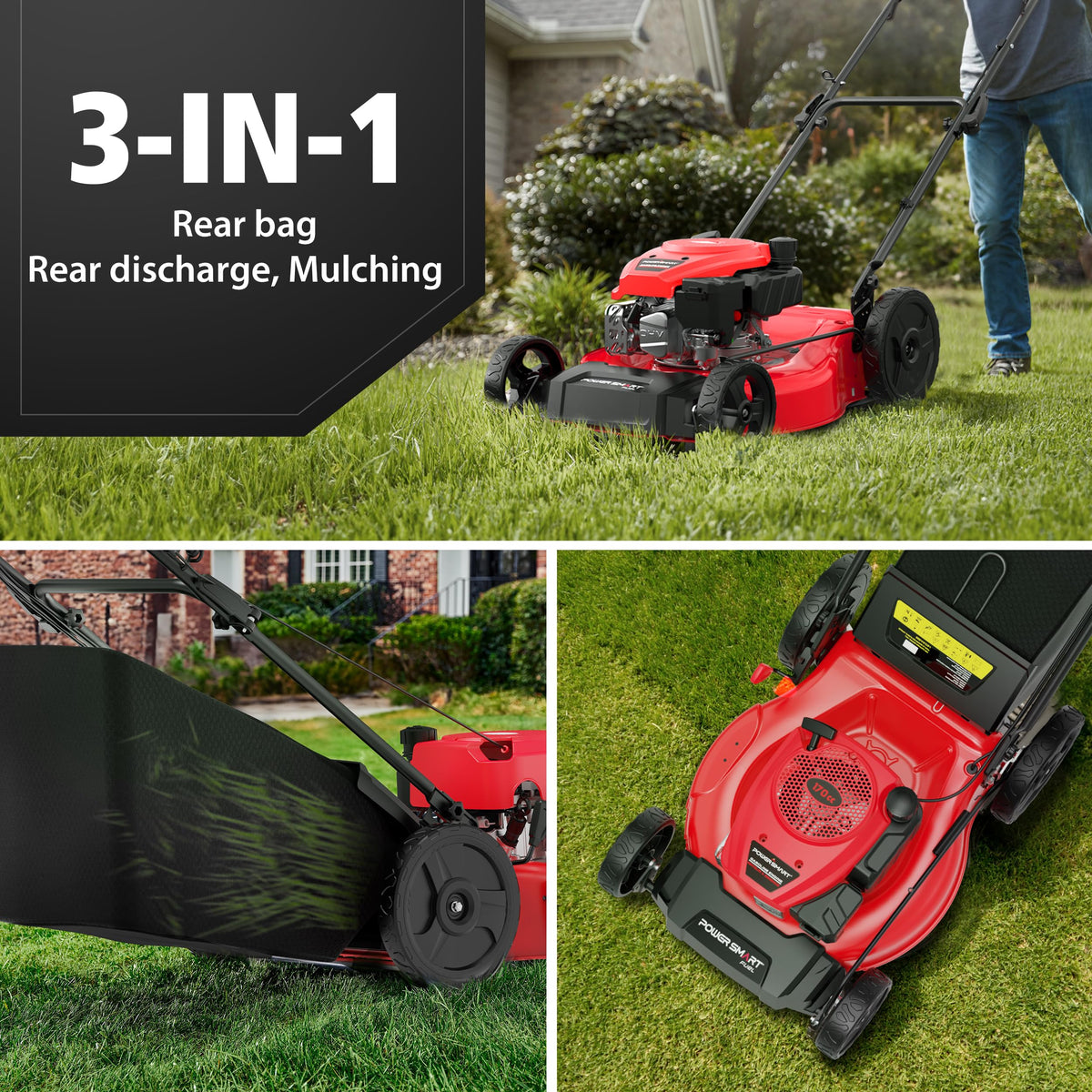 21-Inch 3-in-1 Gas Self-Propelled Lawn Mower T576